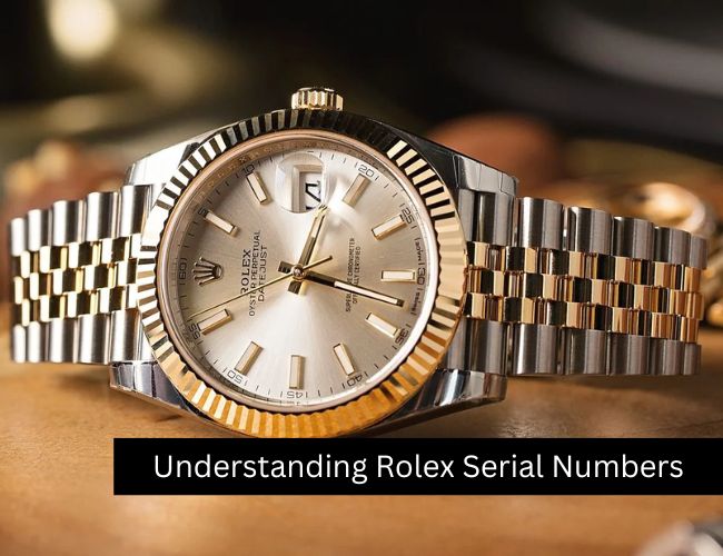 Close-up of a Rolex watch showcasing its serial number, highlighting key elements for identification and authenticity